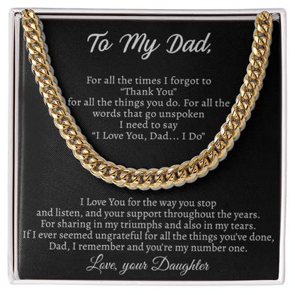 The ‘Thank You Dad' Cuban Link Chain: A Daughter's Tribute to Her First Hero