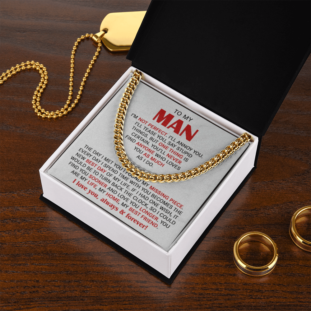 The Missing Piece Husband Cuban Link Chain: A Gift That Reminds Him He's Your Forever Love