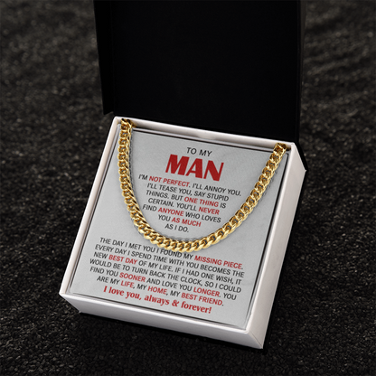 The Missing Piece Husband Cuban Link Chain: A Gift That Reminds Him He's Your Forever Love