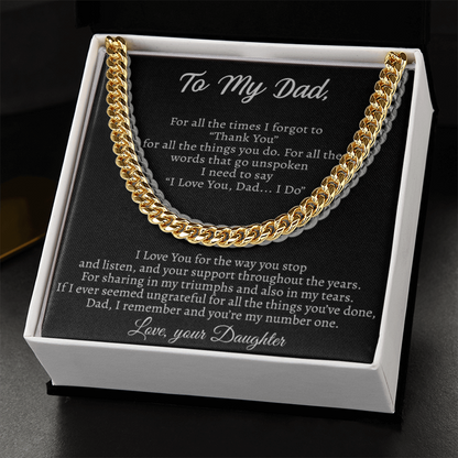 The ‘Thank You Dad' Cuban Link Chain: A Daughter's Tribute to Her First Hero