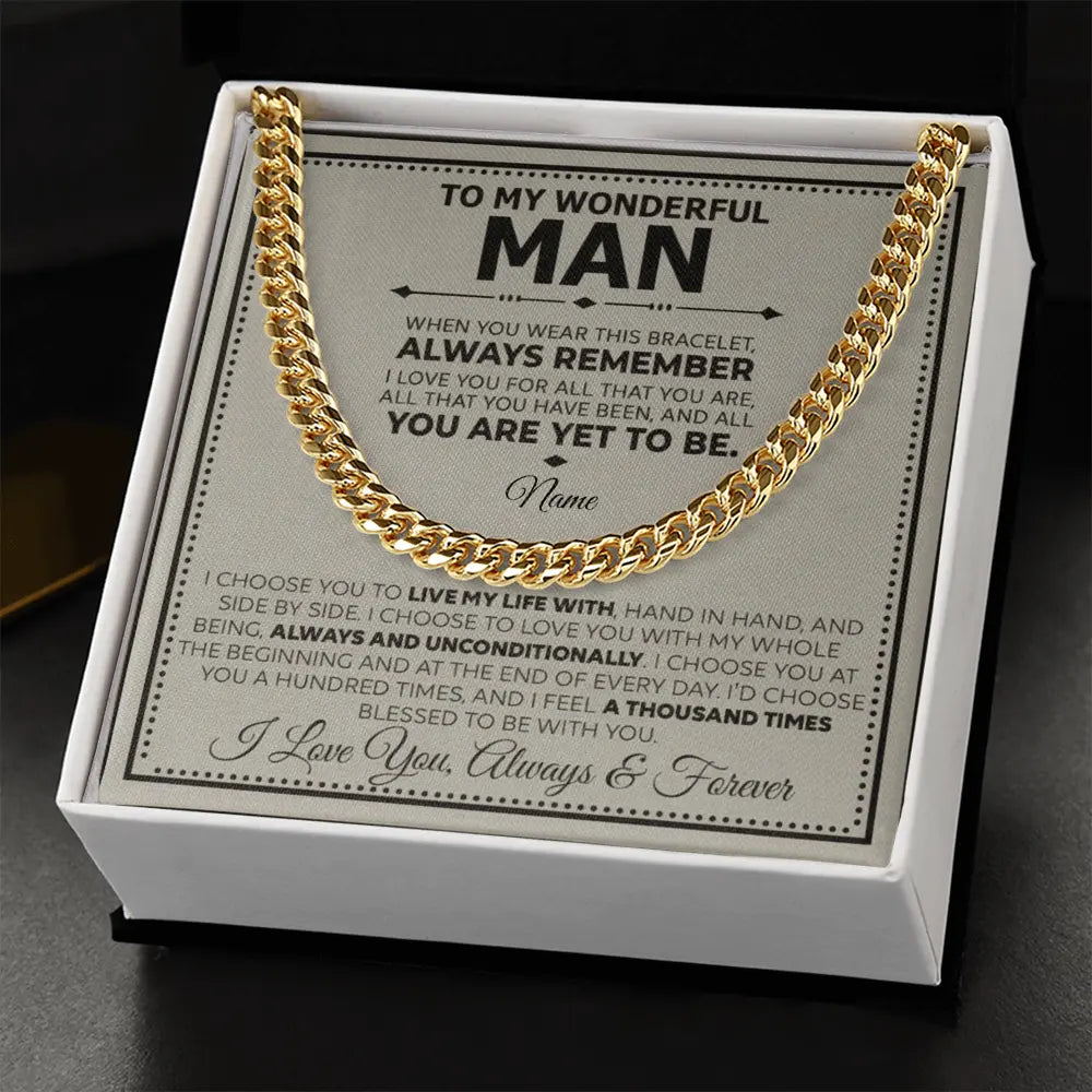 I Love You Always & Forever – Men's Cuban Link Bracelet Gift ShineOn Fulfillment