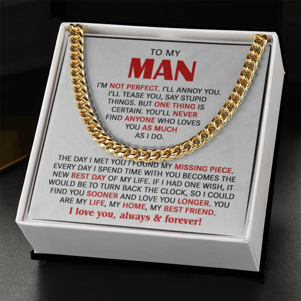 The Missing Piece Husband Cuban Link Chain: A Gift That Reminds Him He's Your Forever Love