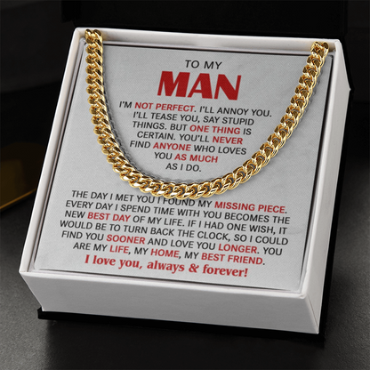 The Missing Piece Husband Cuban Link Chain: A Gift That Reminds Him He's Your Forever Love