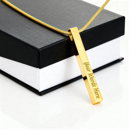 To My Wife, Girlfriend, Sister, Daughter, Niece, or Soulmate – Engraved 4-Sided Stick Necklace