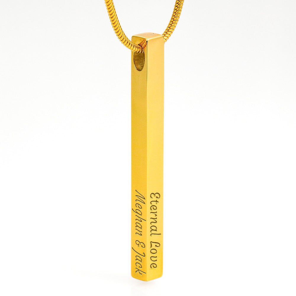 To My Wife, Girlfriend, Sister, Daughter, Niece, or Soulmate – Engraved 4-Sided Stick Necklace