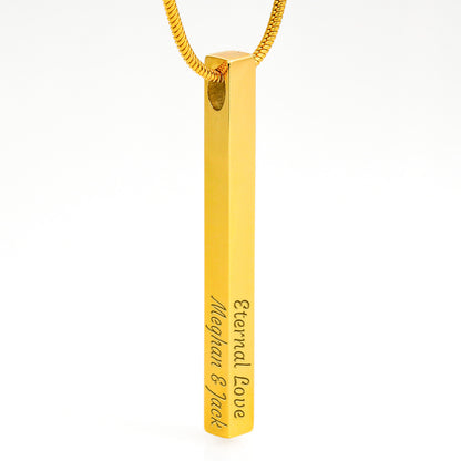 To My Wife, Girlfriend, Sister, Daughter, Niece, or Soulmate – Engraved 4-Sided Stick Necklace
