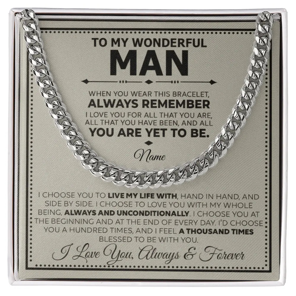 I Love You Always & Forever – Men's Cuban Link Bracelet Gift ShineOn Fulfillment