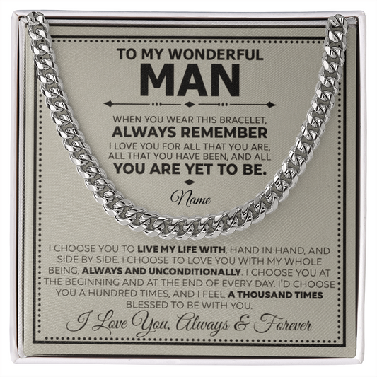 I Love You Always & Forever – Men's Cuban Link Bracelet Gift