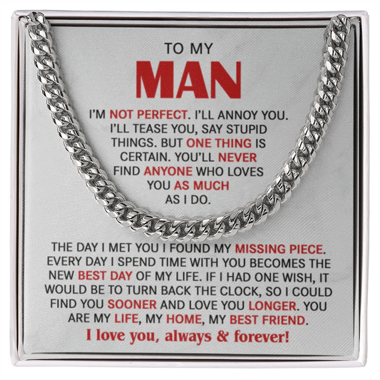 The Missing Piece Husband Cuban Link Chain: A Gift That Reminds Him He's Your Forever Love