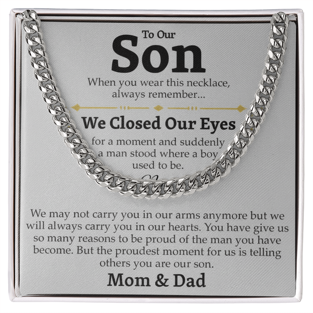 Mom and Dad to Son – Growing Into a Man Necklace Gift
