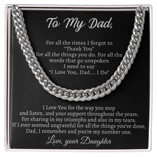 The ‘Thank You Dad' Cuban Link Chain: A Daughter's Tribute to Her First Hero