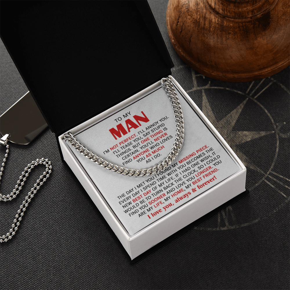 The Missing Piece Husband Cuban Link Chain: A Gift That Reminds Him He's Your Forever Love