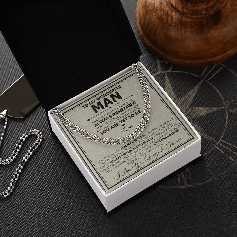 I Love You Always & Forever – Men's Cuban Link Bracelet Gift ShineOn Fulfillment