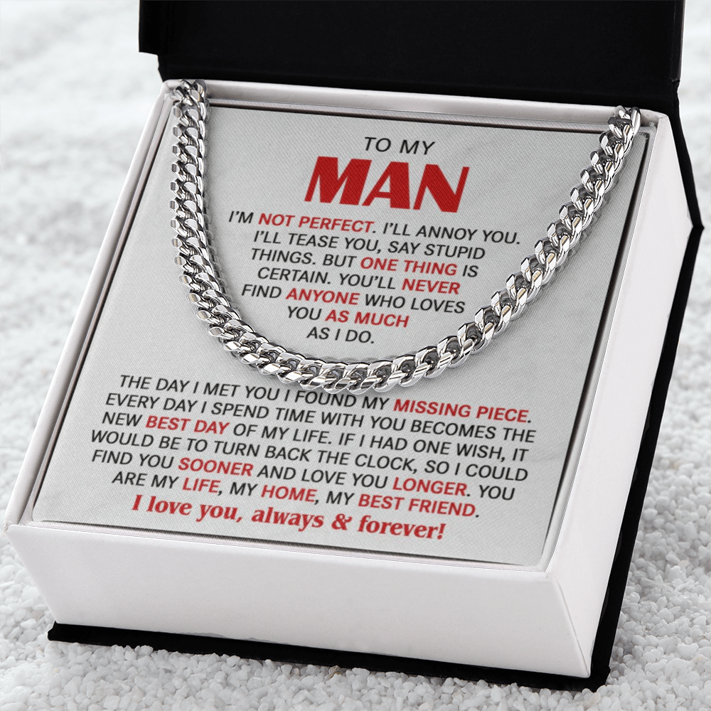 The Missing Piece Husband Cuban Link Chain: A Gift That Reminds Him He's Your Forever Love