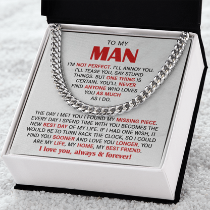 The Missing Piece Husband Cuban Link Chain: A Gift That Reminds Him He's Your Forever Love