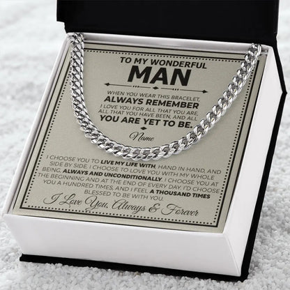 I Love You Always & Forever – Men's Cuban Link Bracelet Gift ShineOn Fulfillment