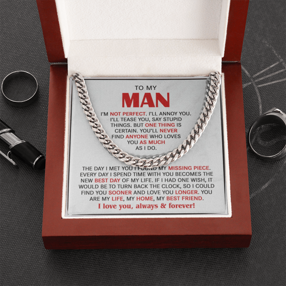 The Missing Piece Husband Cuban Link Chain: A Gift That Reminds Him He's Your Forever Love