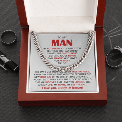 The Missing Piece Husband Cuban Link Chain: A Gift That Reminds Him He's Your Forever Love