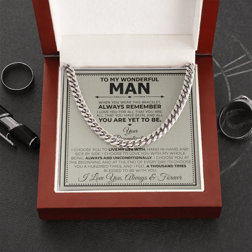 I Love You Always & Forever – Men's Cuban Link Bracelet Gift ShineOn Fulfillment