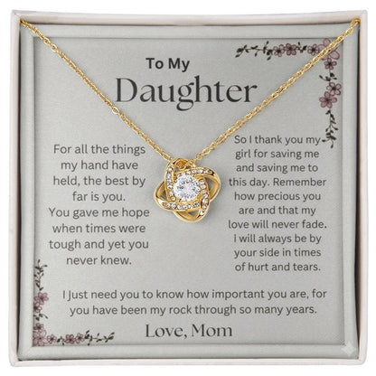 To My Daughter – Infinity Knot Necklace & Keepsake Message Card (From Mom)