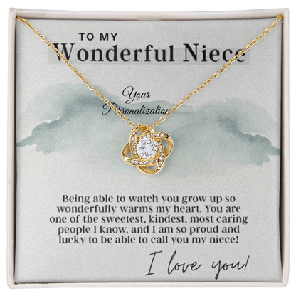 To My Wonderful Niece – Love Knot Necklace | A Forever Bond Gift