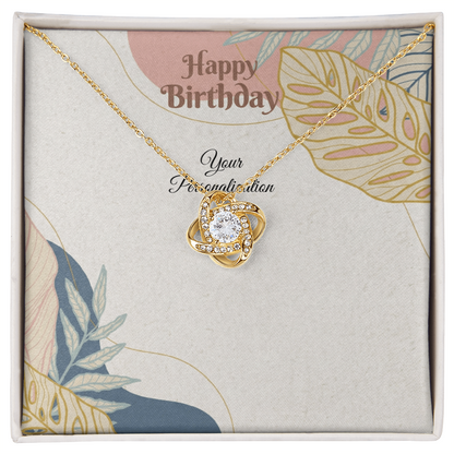 Happy Birthday Love Knot Necklace for Wife, Girlfriend, Daughter, Granddaughter,Mom, Niece, Sister & Soulmate