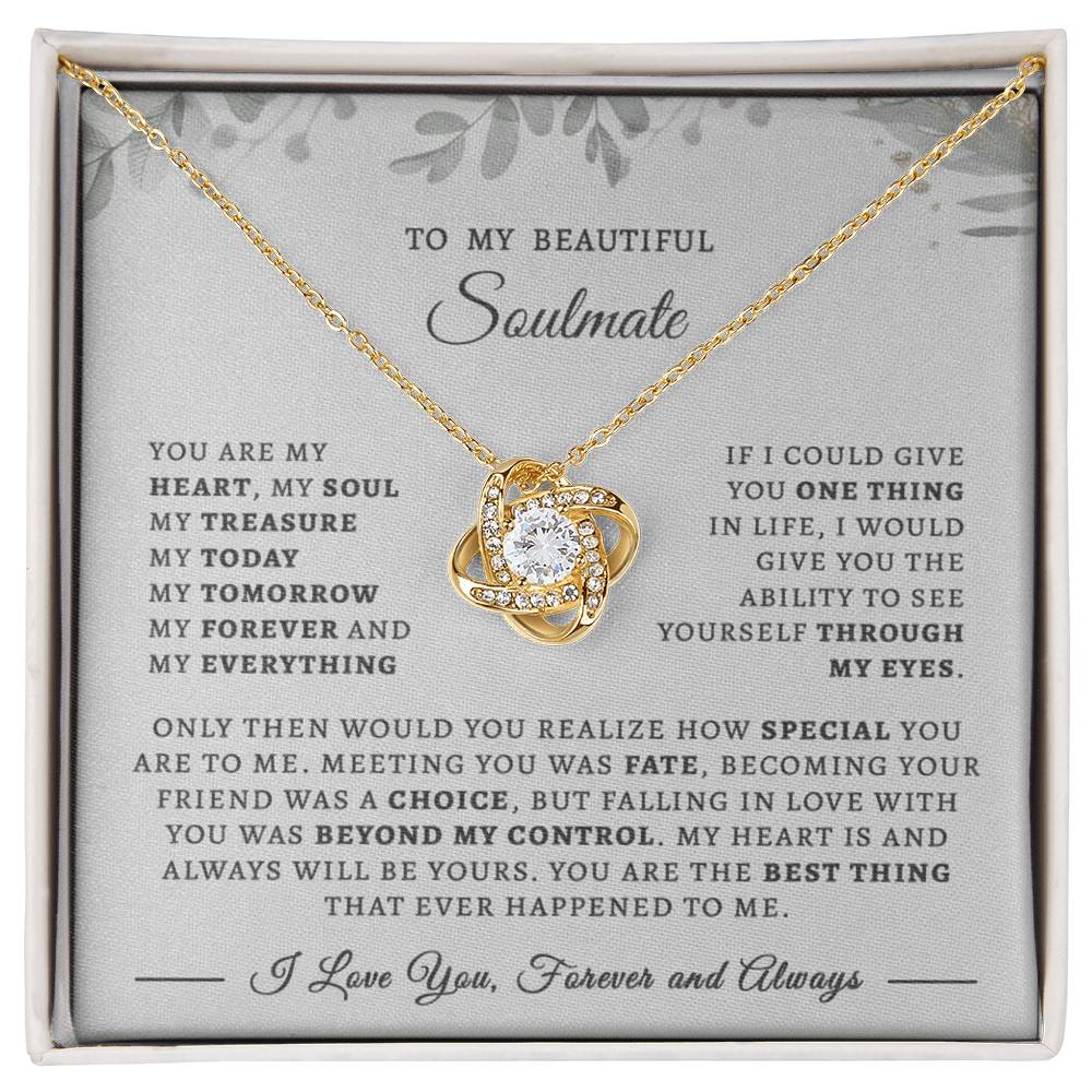 To My Beautiful Wife and Soulmate Love Knot Necklace | “I Love You, Forever and Always” Message Card