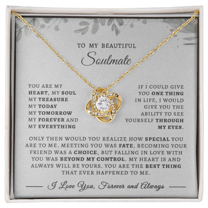 To My Beautiful Wife and Soulmate Love Knot Necklace | “I Love You, Forever and Always” Message Card