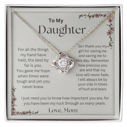 To My Daughter – Infinity Knot Necklace & Keepsake Message Card (From Mom)