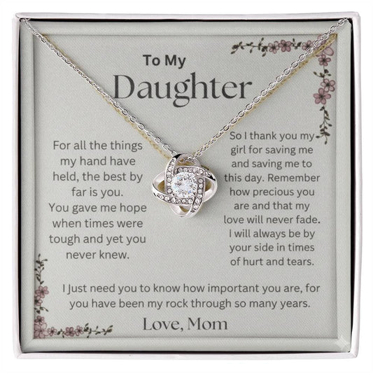 To My Daughter – Infinity Knot Necklace & Keepsake Message Card (From Mom)