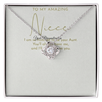 To My Amazing Niece – Love Knot Necklace from Aunt | Forever Bond Gift