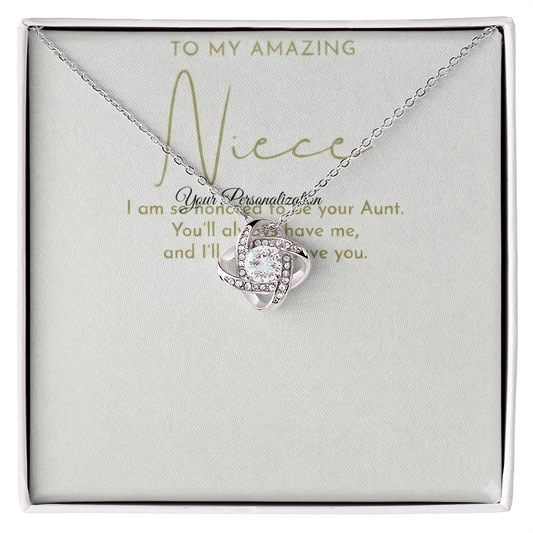 To My Amazing Niece – Love Knot Necklace from Aunt | Forever Bond Gift