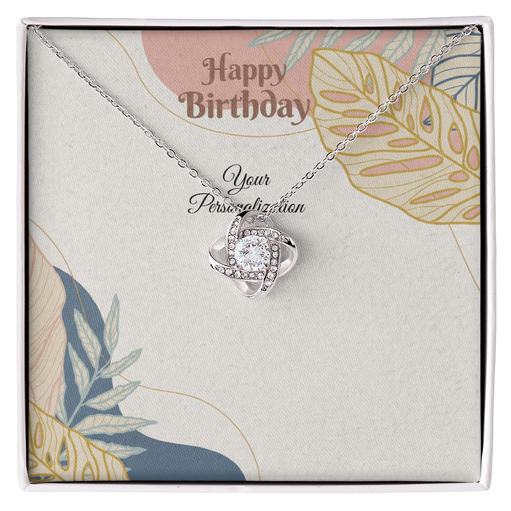 Happy Birthday Love Knot Necklace for Wife, Girlfriend, Daughter, Granddaughter,Mom, Niece, Sister & Soulmate