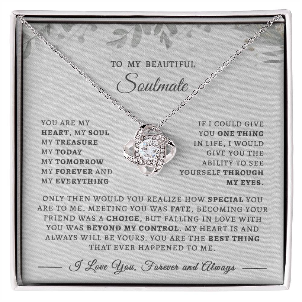 To My Beautiful Wife and Soulmate Love Knot Necklace | “I Love You, Forever and Always” Message Card