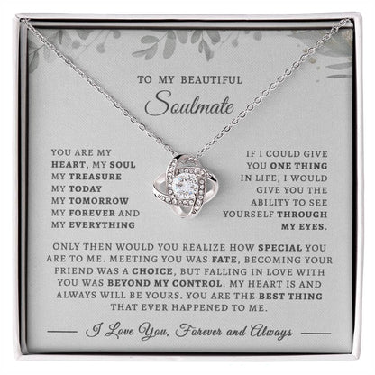 To My Beautiful Wife and Soulmate Love Knot Necklace | “I Love You, Forever and Always” Message Card