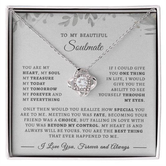 To My Beautiful Wife and Soulmate Love Knot Necklace | “I Love You, Forever and Always” Message Card