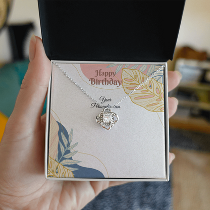 Happy Birthday Love Knot Necklace for Wife, Girlfriend, Daughter, Granddaughter,Mom, Niece, Sister & Soulmate