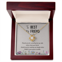 Best Friend Love Knot Necklace – “Thank You for Standing by My Side” Message Card (White Gold or 18k Gold)