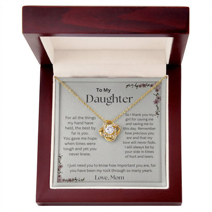 To My Daughter – Infinity Knot Necklace & Keepsake Message Card (From Mom)