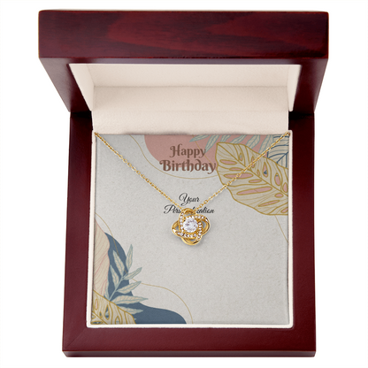 Happy Birthday Love Knot Necklace for Wife, Girlfriend, Daughter, Granddaughter,Mom, Niece, Sister & Soulmate