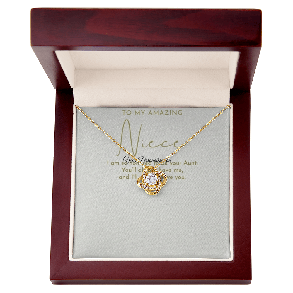 To My Amazing Niece – Love Knot Necklace from Aunt | Forever Bond Gift