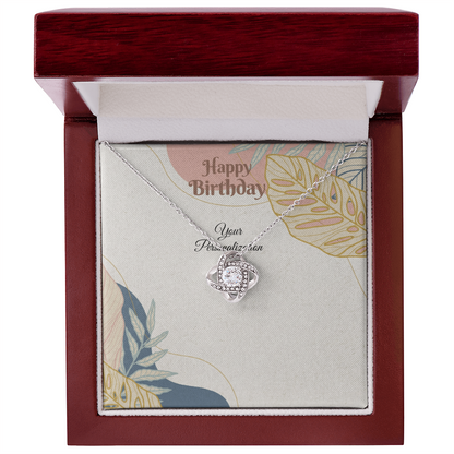Happy Birthday Love Knot Necklace for Wife, Girlfriend, Daughter, Granddaughter,Mom, Niece, Sister & Soulmate