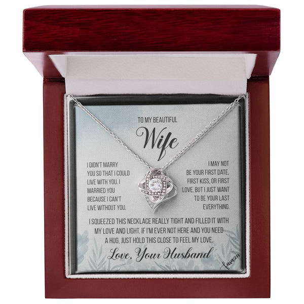 To My Beautiful Wife – “Last Everything” Heart Necklace & Message Card (From Husband)