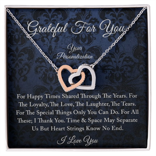 Grateful For You – To My Wife, Soulmate, Girlfriend | Interlocking Hearts Necklace | A Bond That Knows No End
