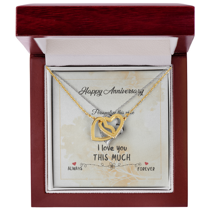 Interlocking Hearts Anniversary Necklace – “I Love You THIS MUCH” Gift Box (Silver/Rose Gold or 18k Gold)