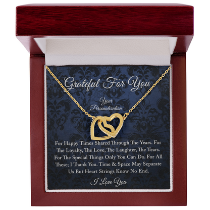 Grateful For You – To My Wife, Soulmate, Girlfriend | Interlocking Hearts Necklace | A Bond That Knows No End