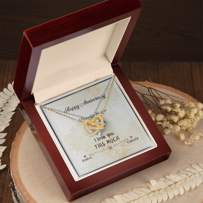 Interlocking Hearts Anniversary Necklace – “I Love You THIS MUCH” Gift Box (Silver/Rose Gold or 18k Gold)