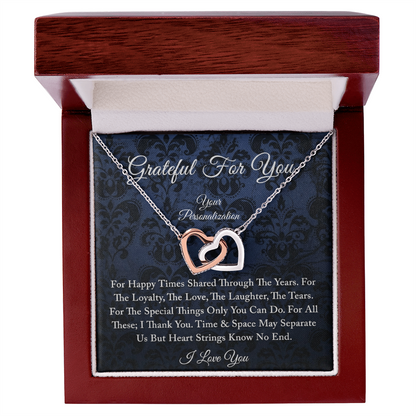 Grateful For You – To My Wife, Soulmate, Girlfriend | Interlocking Hearts Necklace | A Bond That Knows No End