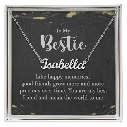 Personalized Bestie Name Necklace – Custom Gift with Message Card (Made in USA)