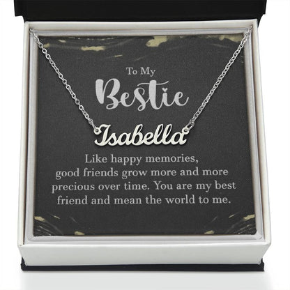 Personalized Bestie Name Necklace – Custom Gift with Message Card (Made in USA)